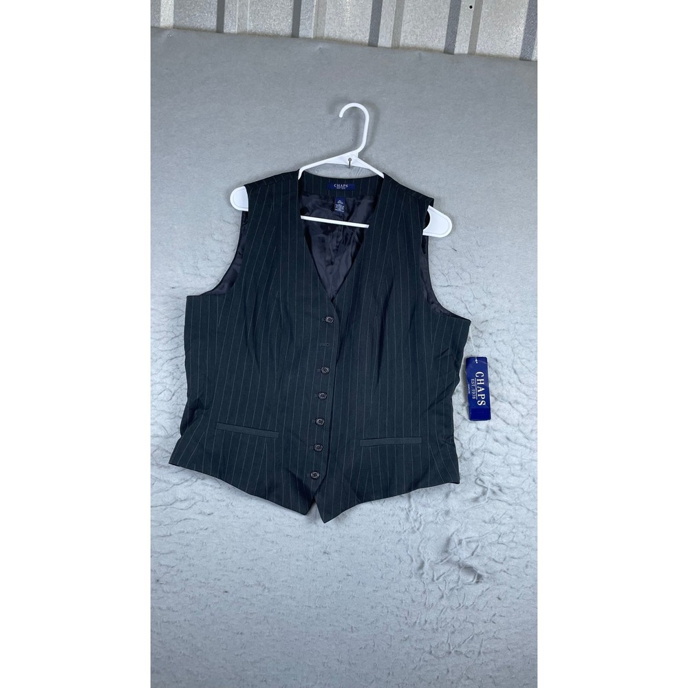 Chaps Suiting Vest Mens XL Charcoal Grey New Pinstripe Classic Formal Waistcoat